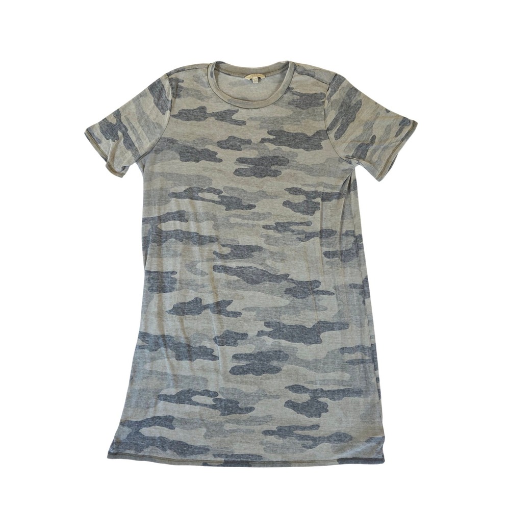 Lucky Brand T-Shirt Dress Camo Print Short Sleeve XL Grey Casual Mini Dress